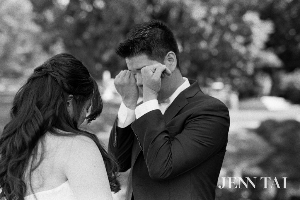 Groom tears up at First Look